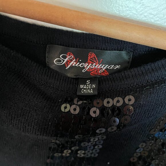 SpicySugar Little  Black Dress Tight Fitting Woman Small Sparkly Sequin NWT - Picture 4 of 12